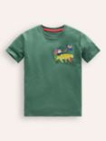Mini Boden Kids' Front & Back Amazon Print T-Shirt, Spruce Green