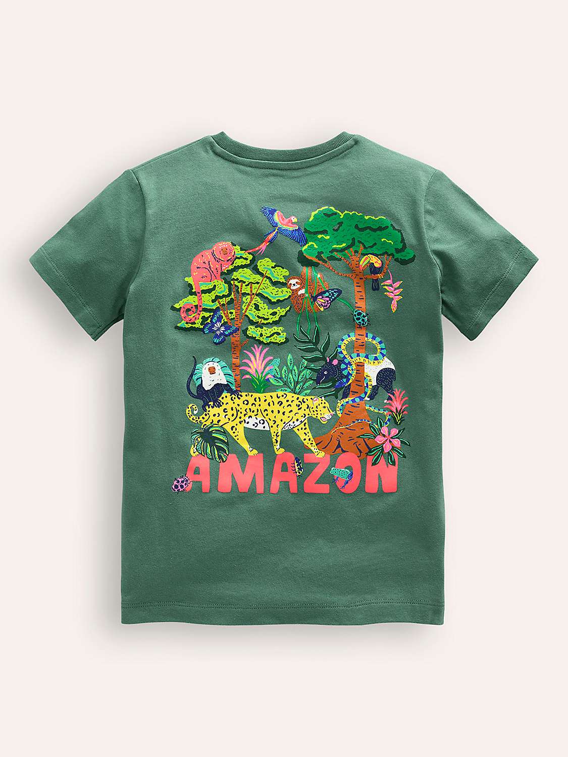 Buy Mini Boden Kids' Front & Back Amazon Print T-Shirt, Spruce Green Online at johnlewis.com