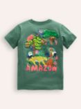 Mini Boden Kids' Front & Back Amazon Print T-Shirt, Spruce Green
