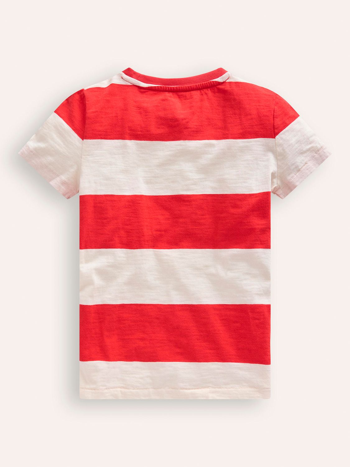 Mini Boden Kids' Wide Stripe Washed Slub T-Shirt, Poppy Red/Ivory, 12-18 months
