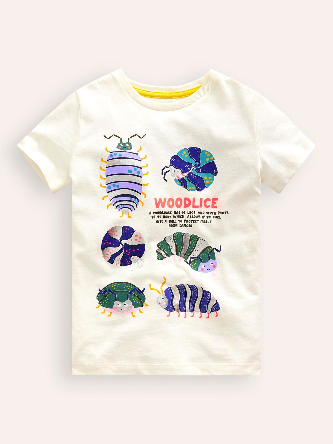 Mini Boden Kids' Woodlice Foil Print T-Shirt, Ivory, 12-18 months