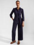 Hobbs Petite Ceire Linen Jumpsuit, True Navy, True Navy