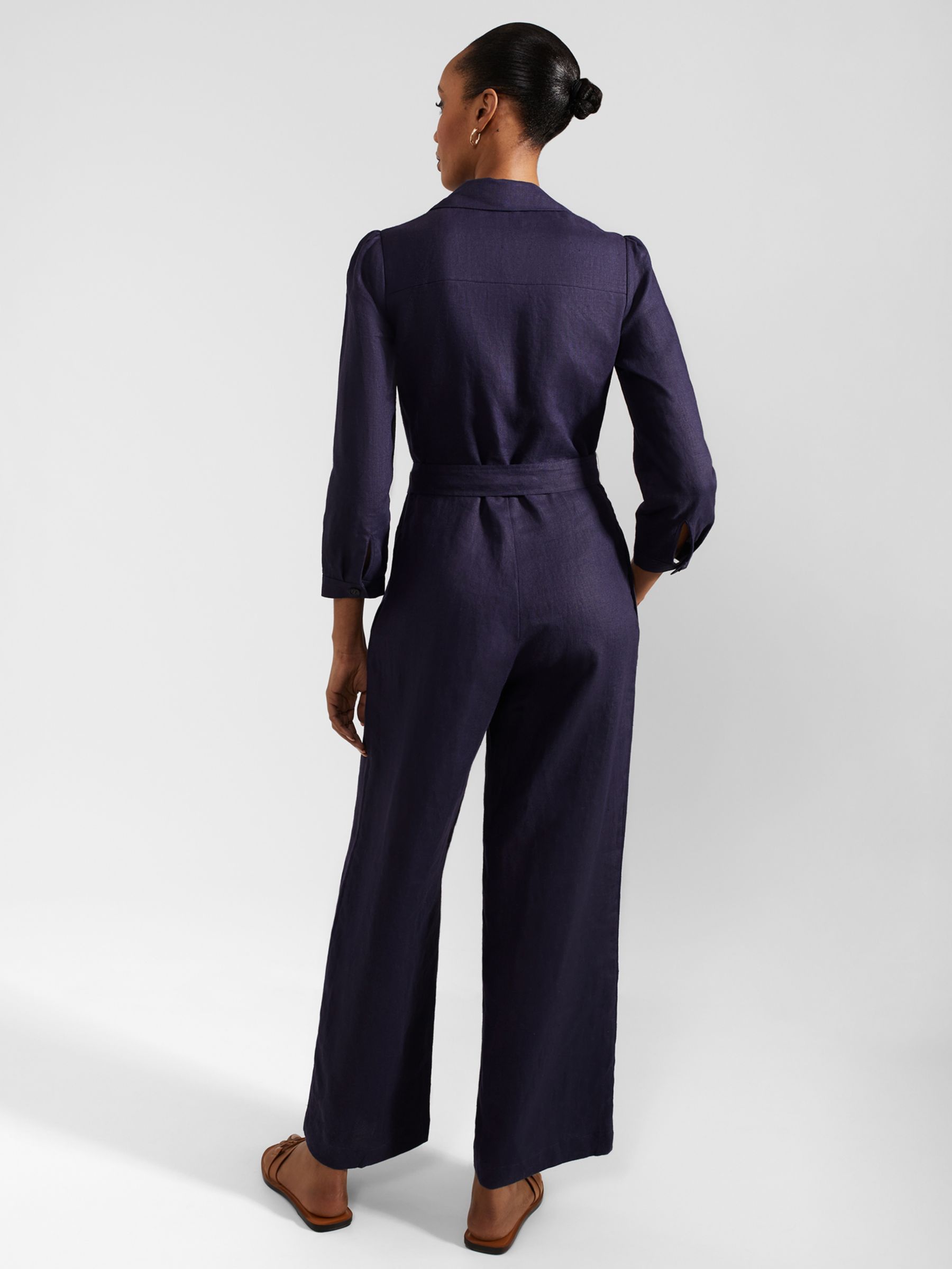 Buy Hobbs Petite Ceire Linen Jumpsuit, True Navy Online at johnlewis.com