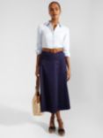 Hobbs Cecelia Cotton Midi Skirt, True Navy