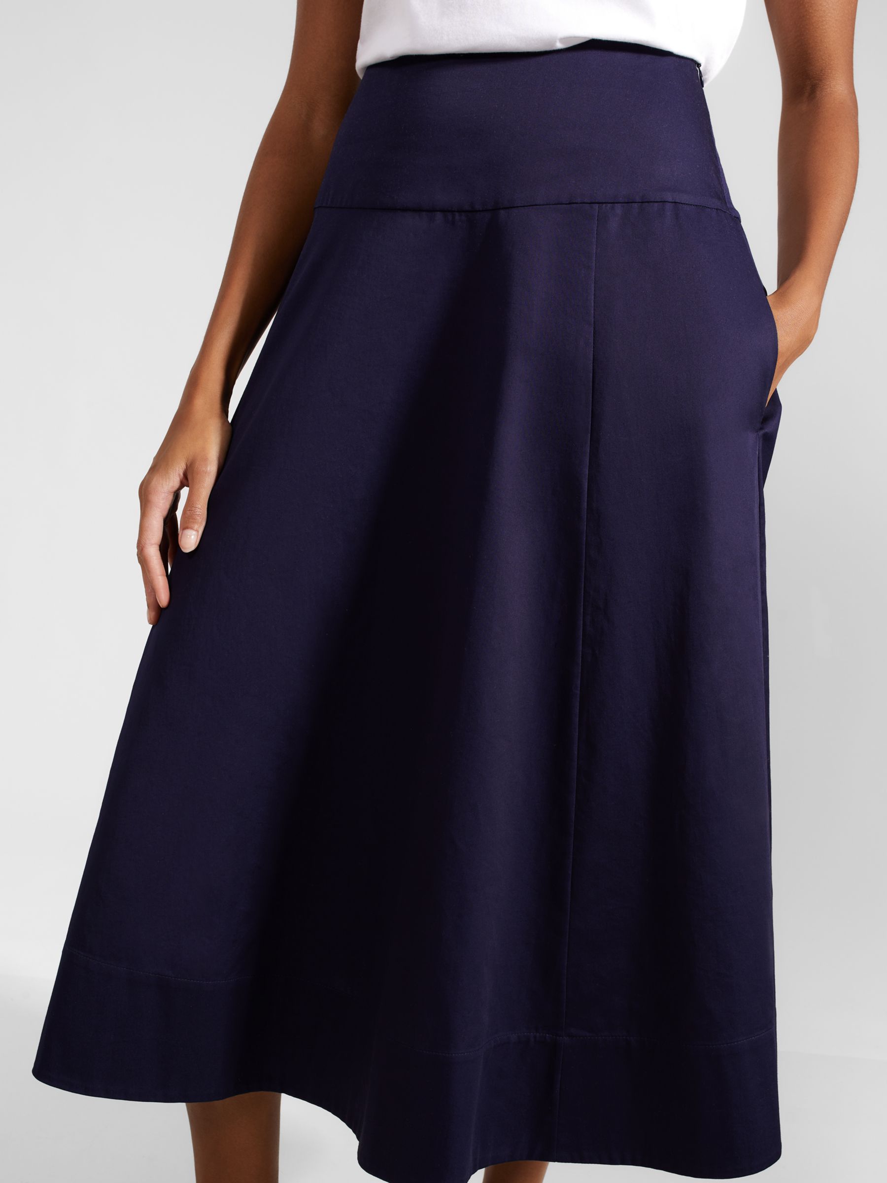 Buy Hobbs Cecelia Cotton Midi Skirt, True Navy Online at johnlewis.com