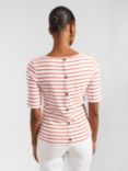 Hobbs Katie Striped Button Back Top, White/Red
