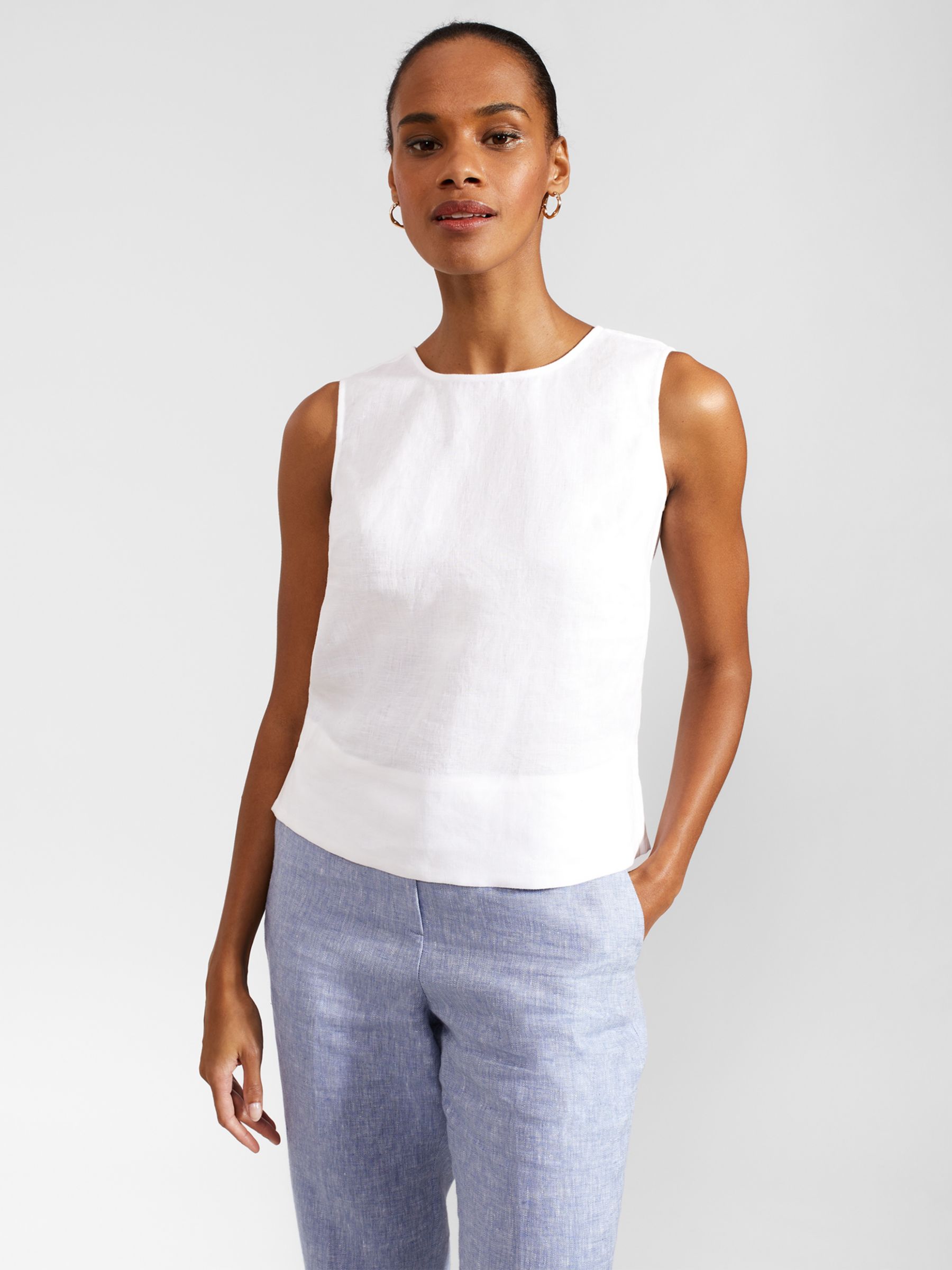 Buy Hobbs Malindi Linen Top, White Online at johnlewis.com