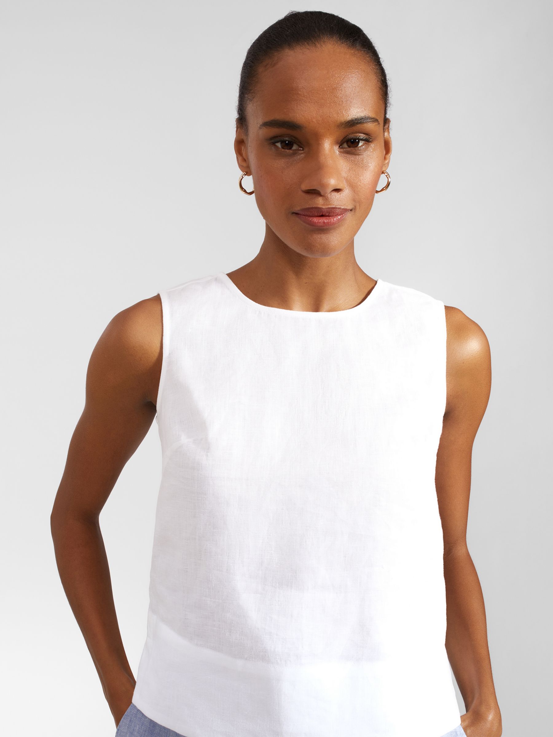 Buy Hobbs Malindi Linen Top, White Online at johnlewis.com