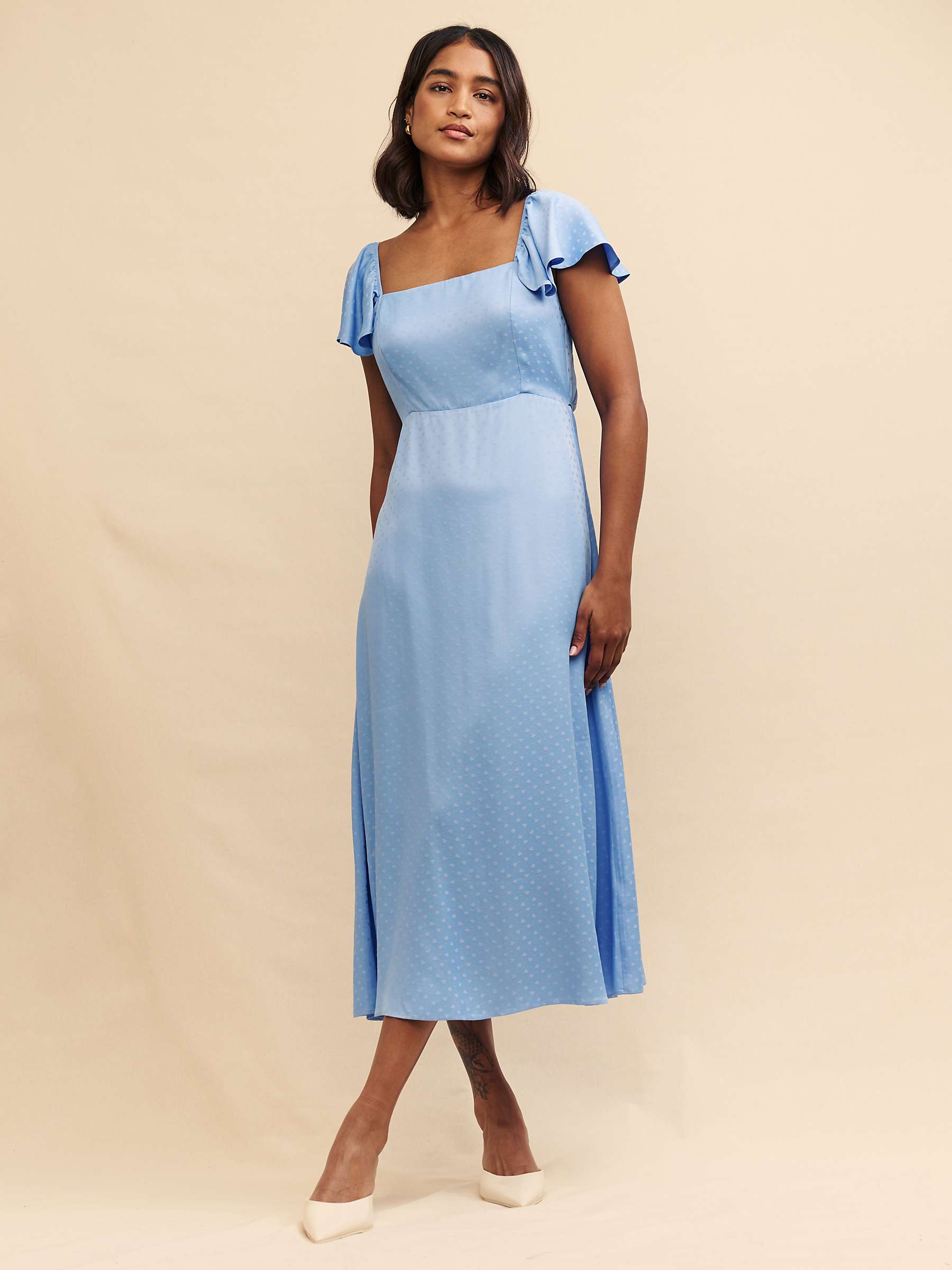 Buy Nobody's Child Elsie Satin Jacquard Midi Dress, Blue Online at johnlewis.com