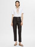 SELECTED FEMME Marie Leather Trousers, Coffee Bean