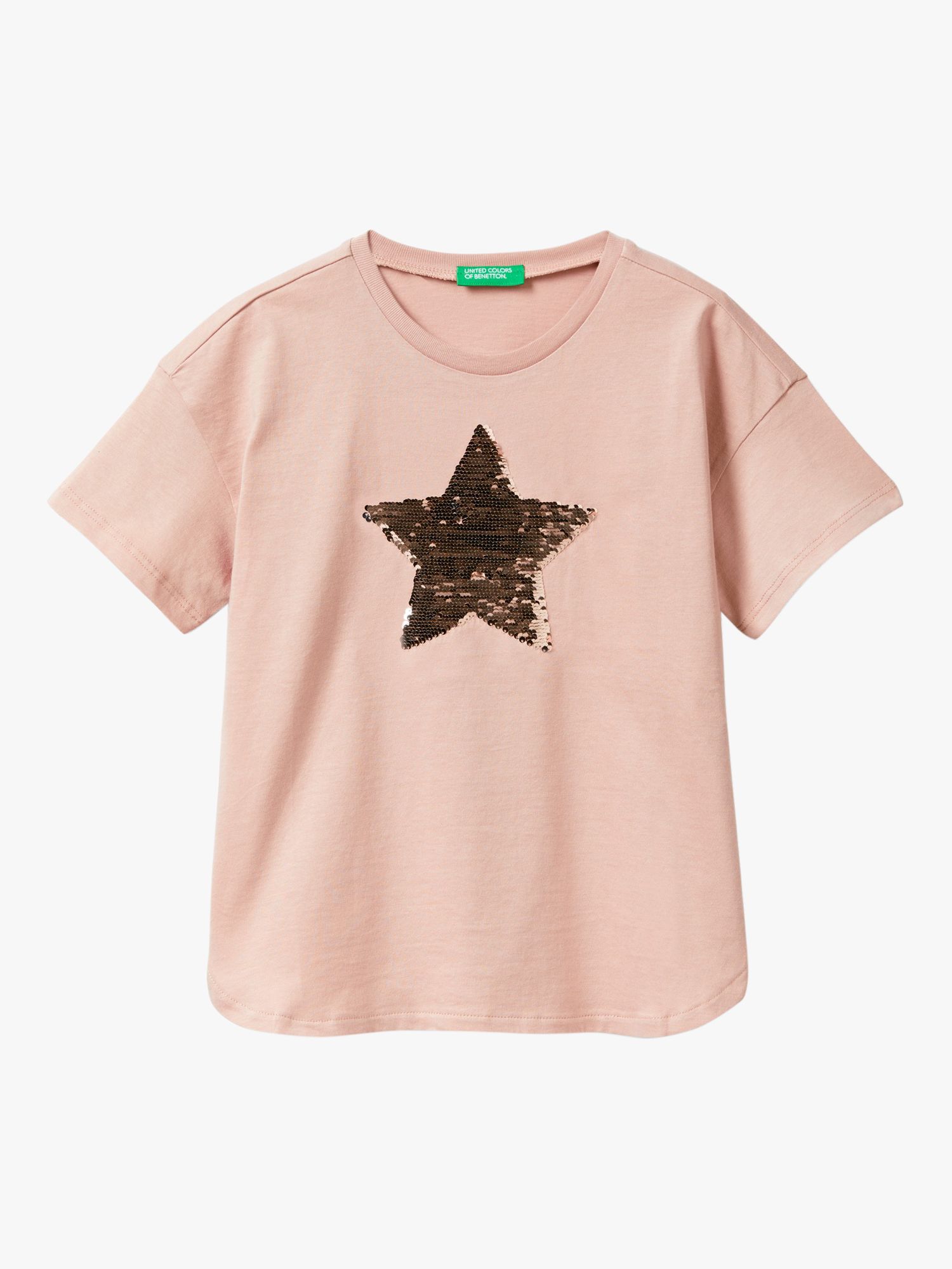 Benetton Kids' Sequin Star Short Sleeve T-Shirt, Dark Powder, 6-7 years