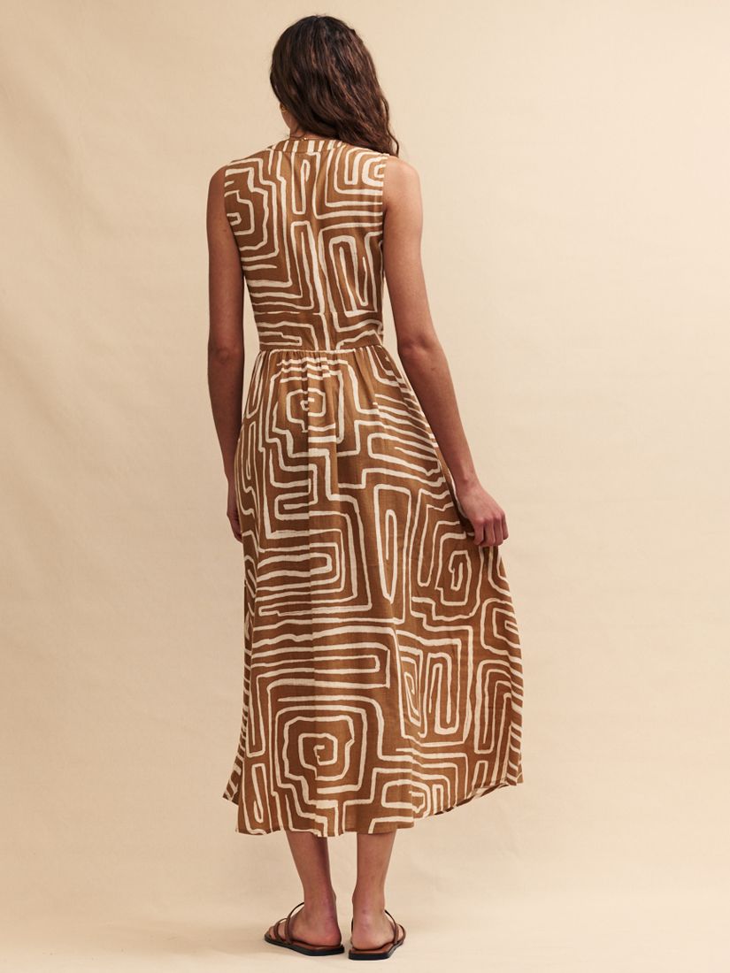 Nobody's Child Starlight Geometric Print Sleeveless Midi Dress, Brown/Multi, 10