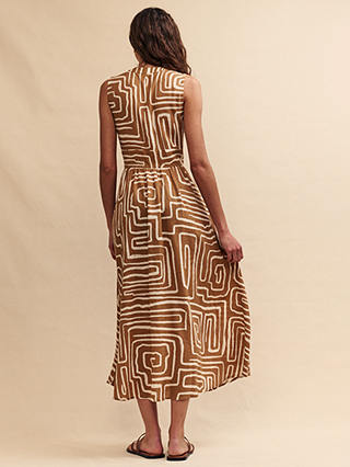 Nobody's Child Starlight Geometric Print Sleeveless Midi Dress, Brown/Multi