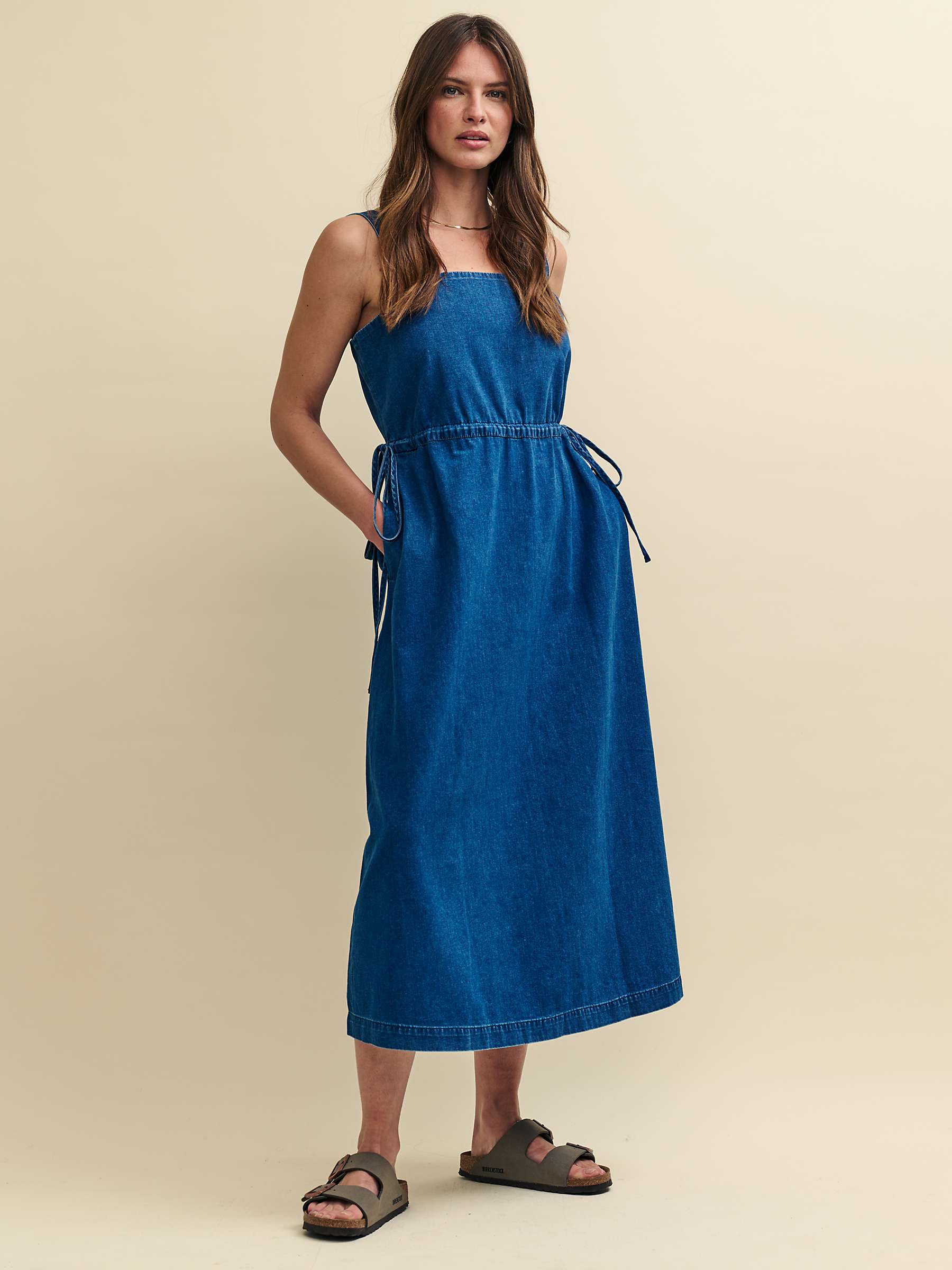 Buy Nobody's Child Zainub Organic Cotton Pinnie Midi Dress, Blue Online at johnlewis.com