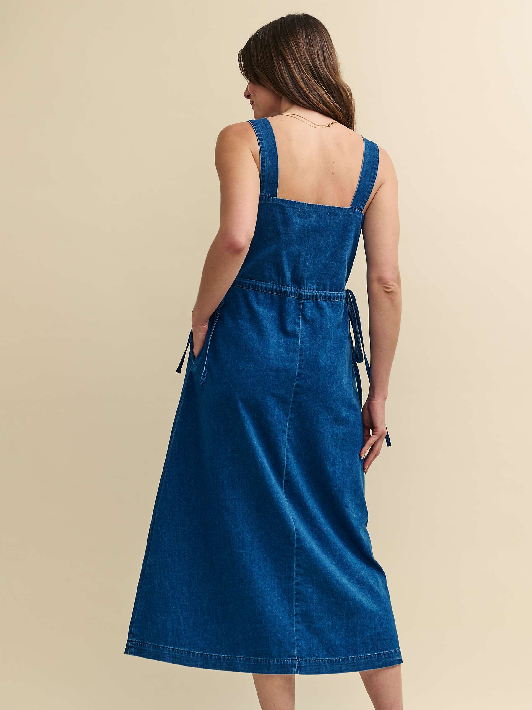 Buy Nobody's Child Zainub Organic Cotton Pinnie Midi Dress, Blue Online at johnlewis.com