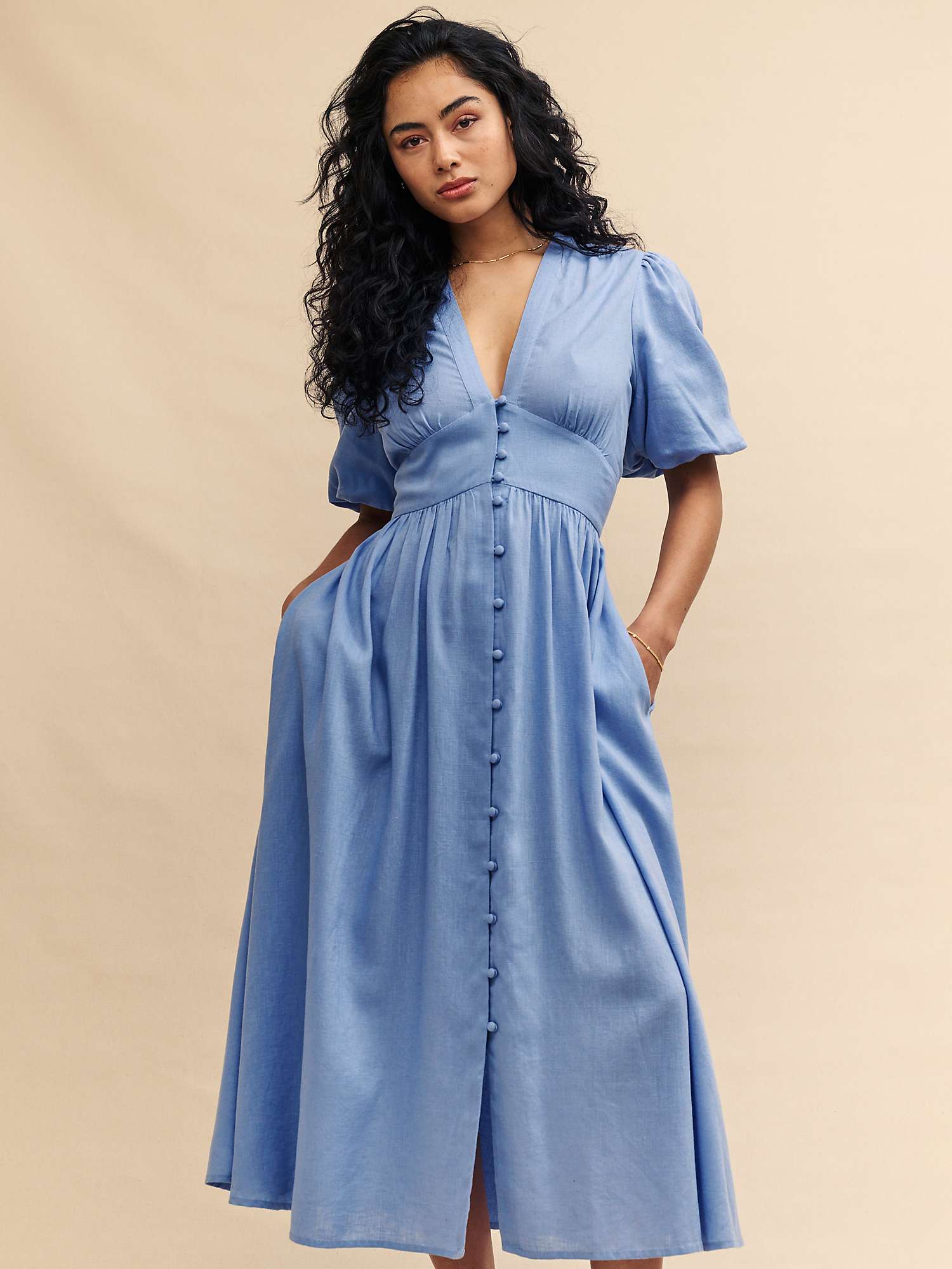 Buy Nobody's Child Starlight Puff Sleeve Midaxi Dress, Blue Online at johnlewis.com