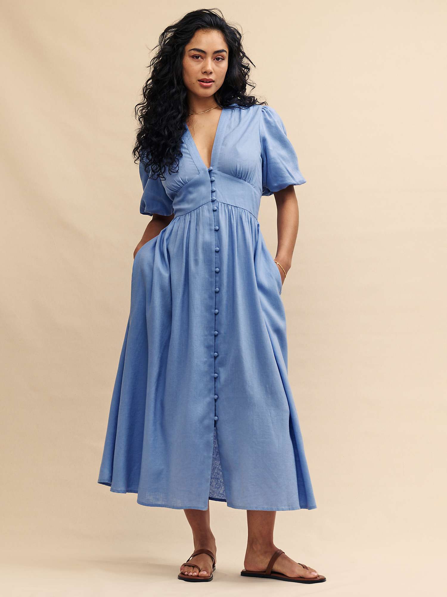 Buy Nobody's Child Starlight Puff Sleeve Midaxi Dress, Blue Online at johnlewis.com