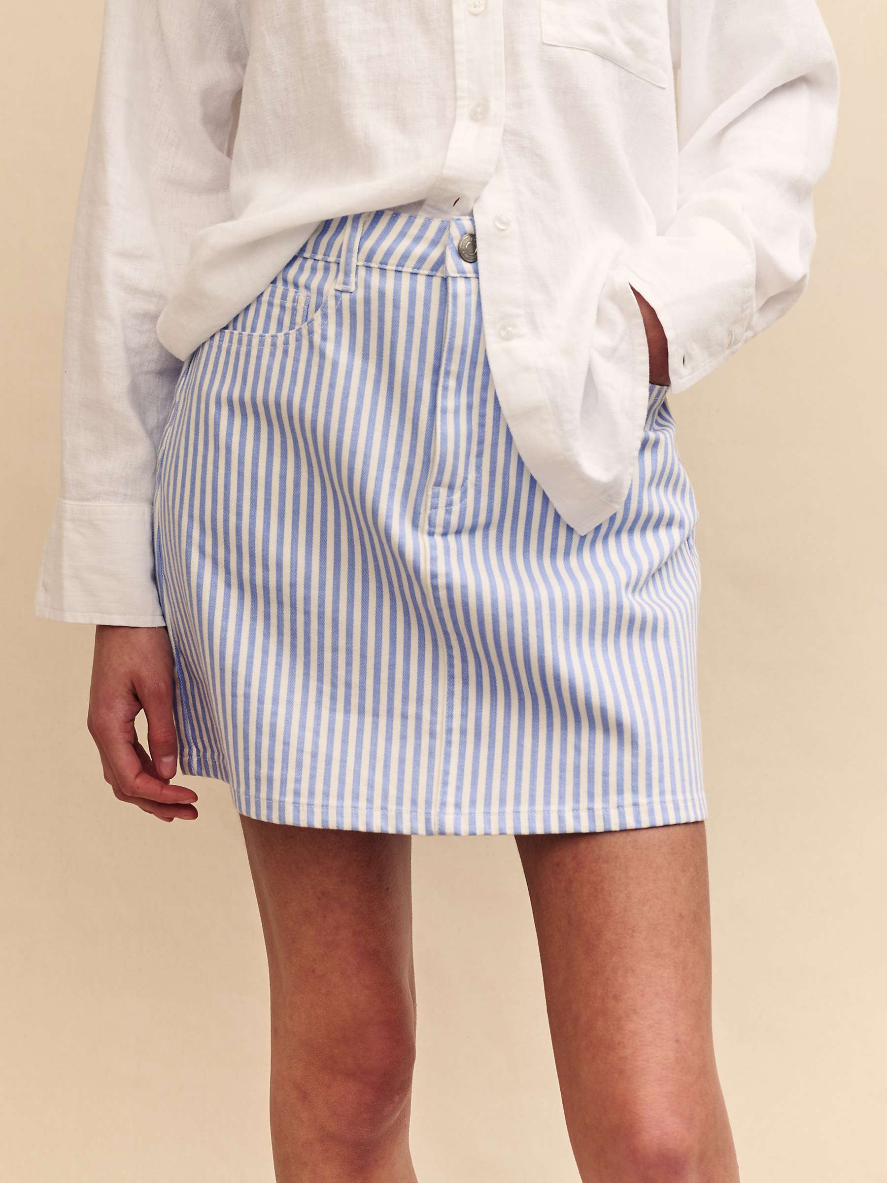 Buy Nobody's Child Stripe Denim Mini Skirt, Blue/Multi Online at johnlewis.com