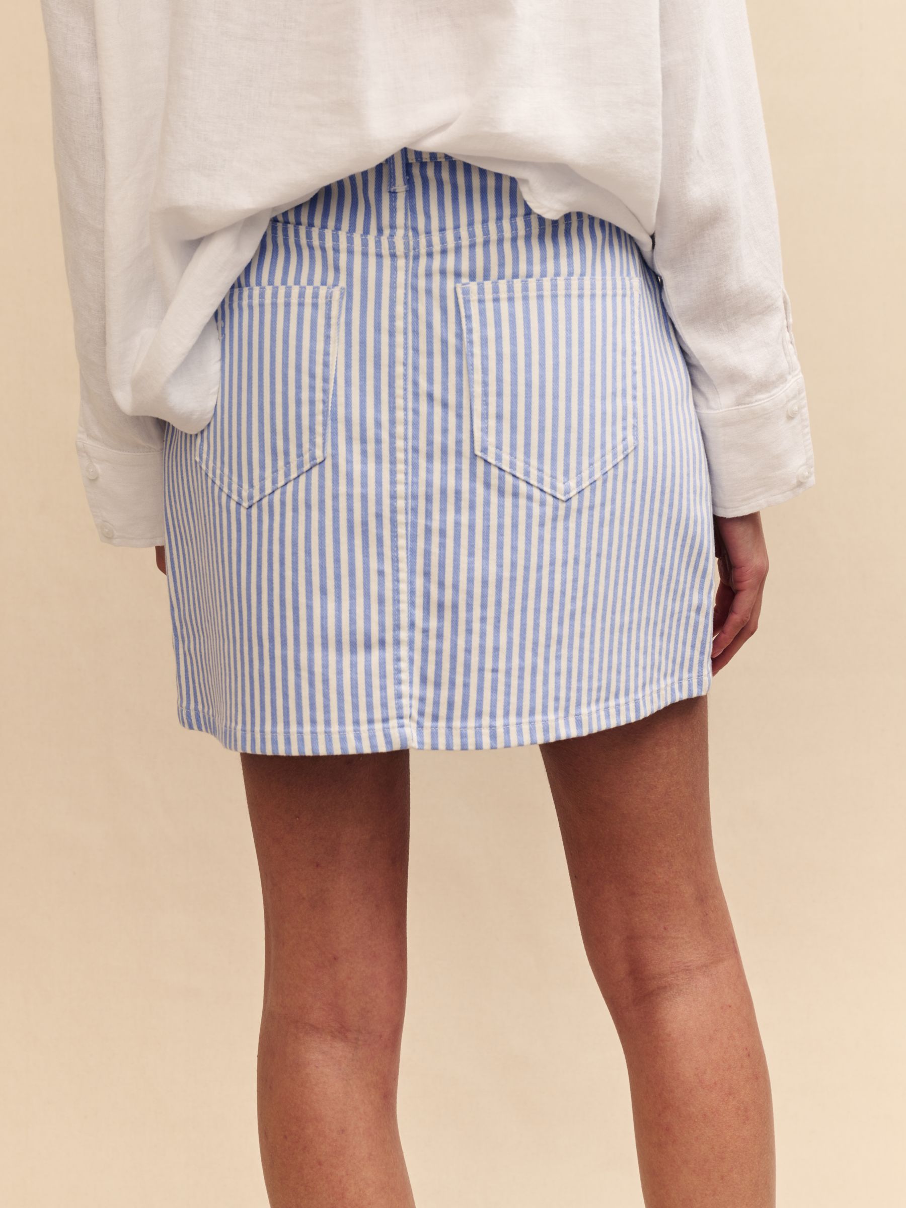 Nobody's Child Stripe Denim Mini Skirt, Blue/Multi, 6