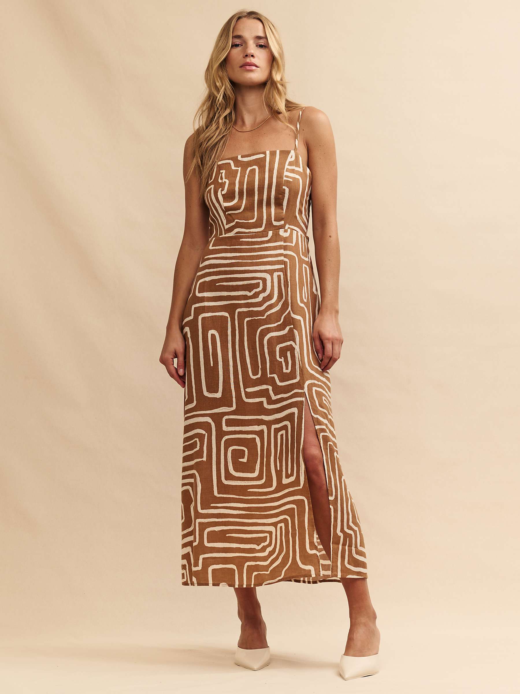 Buy Nobody's Child Maddy Abstract Print Midi Dress, Brown Online at johnlewis.com
