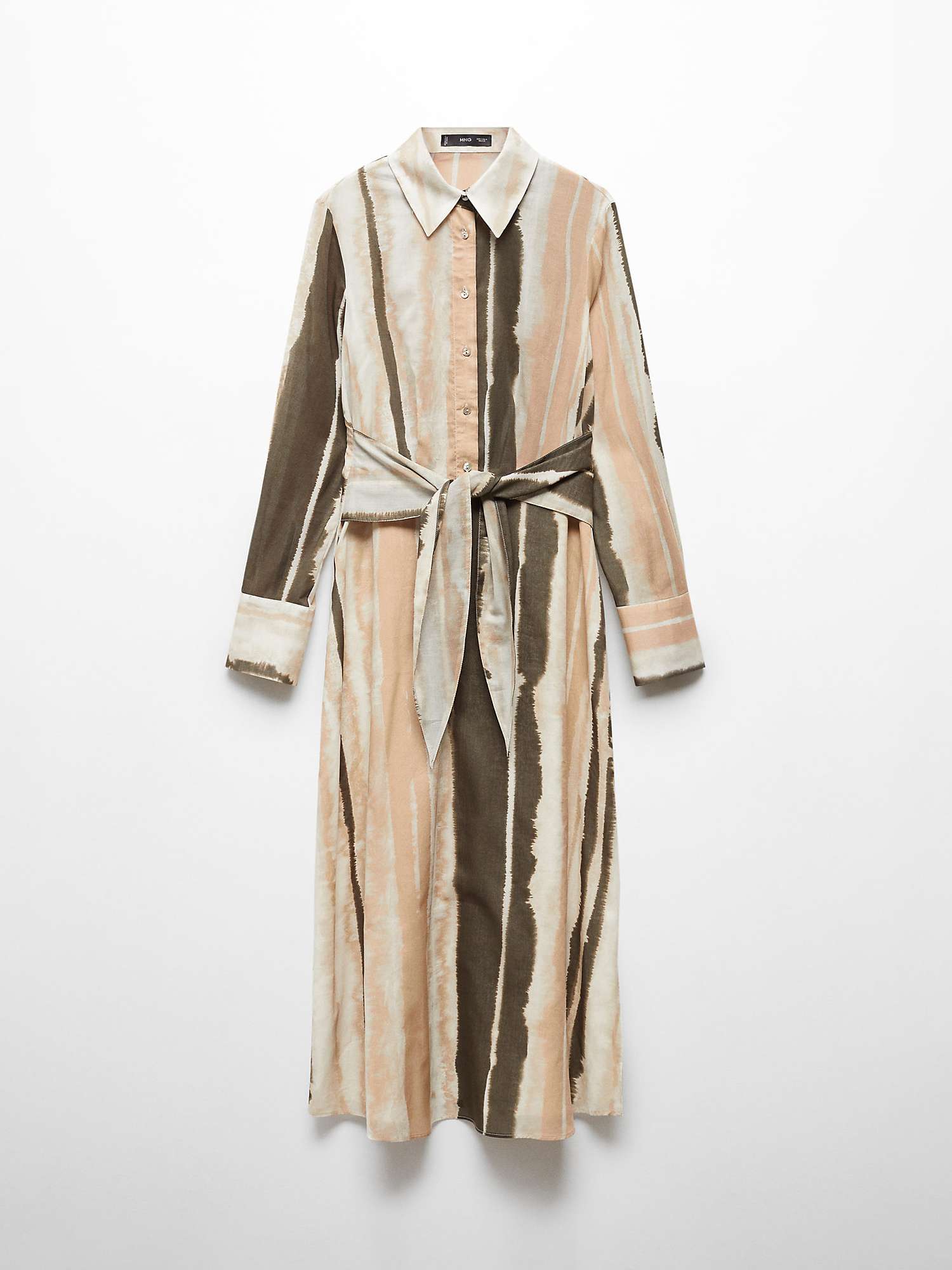 Buy Mango Zoey Tie-Dye Stripe Midi Shirt Dress, Light Beige/Multi Online at johnlewis.com
