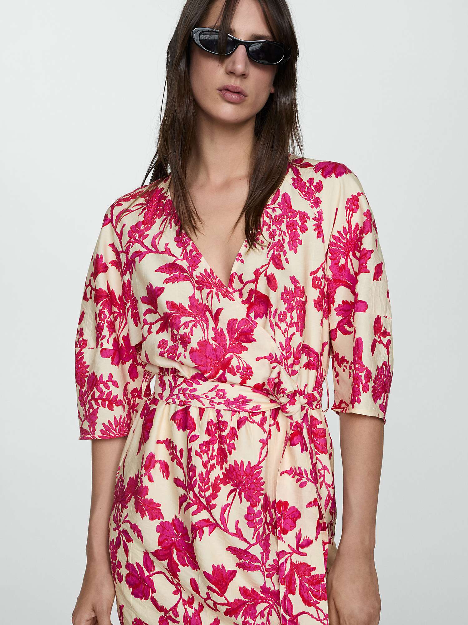 Buy Mango Wally Floral Wrap Dress, Red Online at johnlewis.com