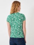 Crew Clothing Floral Print T-Shirt, Emerald Green/White