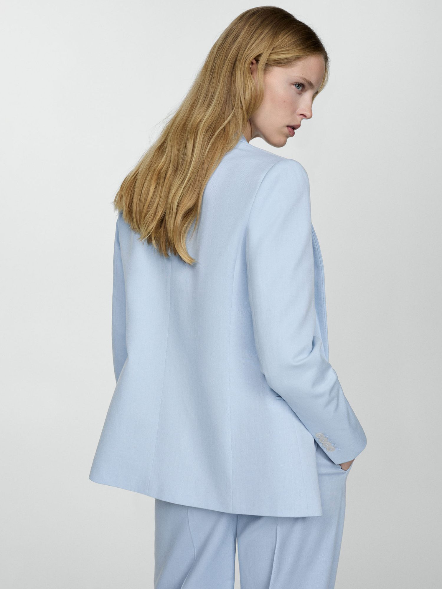 Buy Mango Malaga Lyocell Suit Blazer, Pastel Blue Online at johnlewis.com