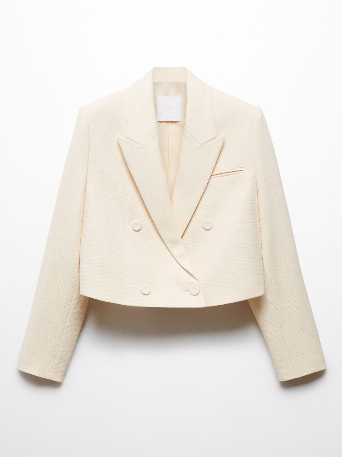 Buy Mango Granada Double Breasted Cropped Jacket, Cream Online at johnlewis.com
