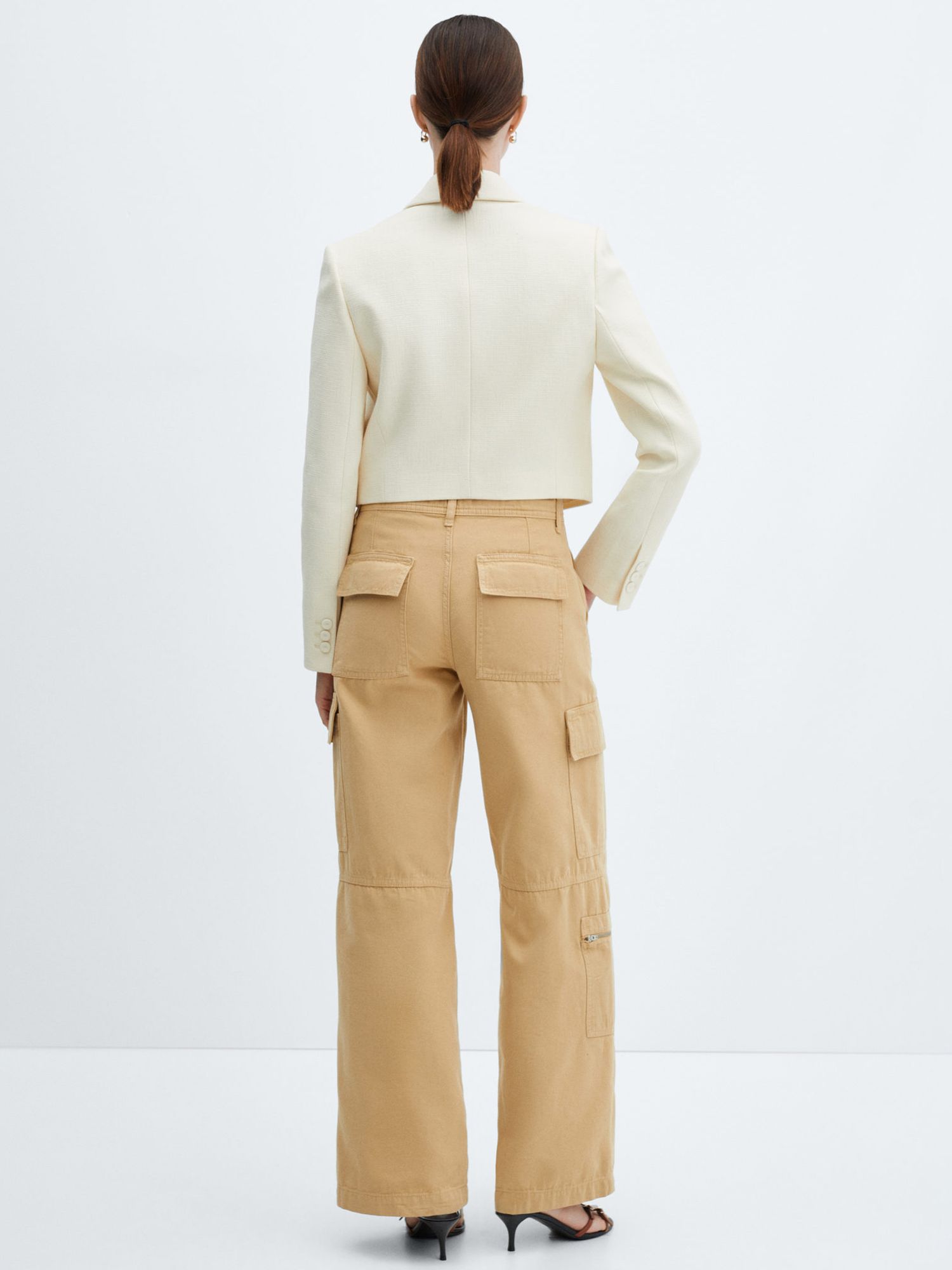 Buy Mango Granada Double Breasted Cropped Jacket, Cream Online at johnlewis.com