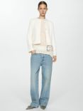 Mango Waffle Textured Jacket, Light Beige