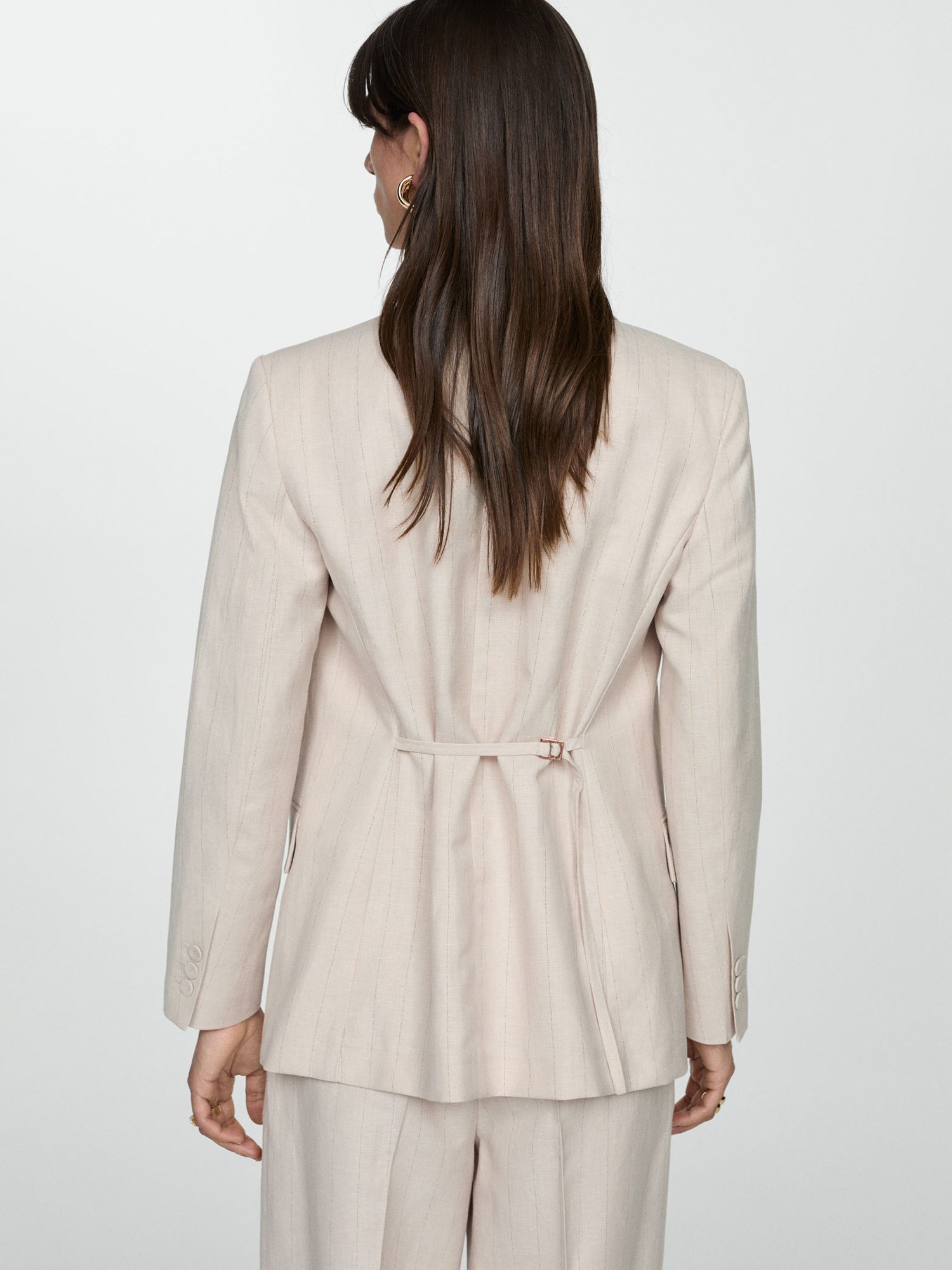 Buy Mango Gina Pinstripe Suit Blazer, Light Beige Online at johnlewis.com