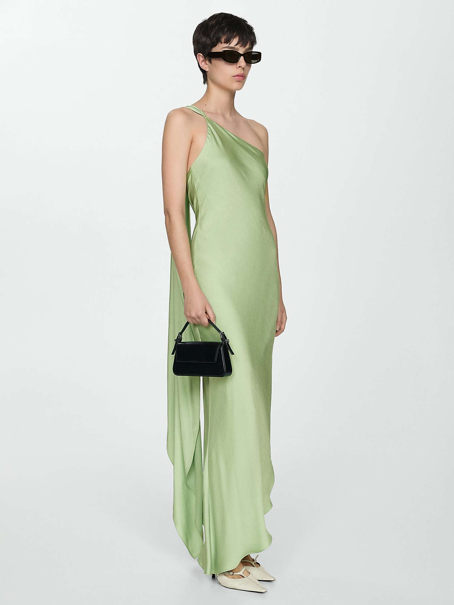 Buy Mango Fiore Asymmetric Straps Maxi Dress, Green Online at johnlewis.com
