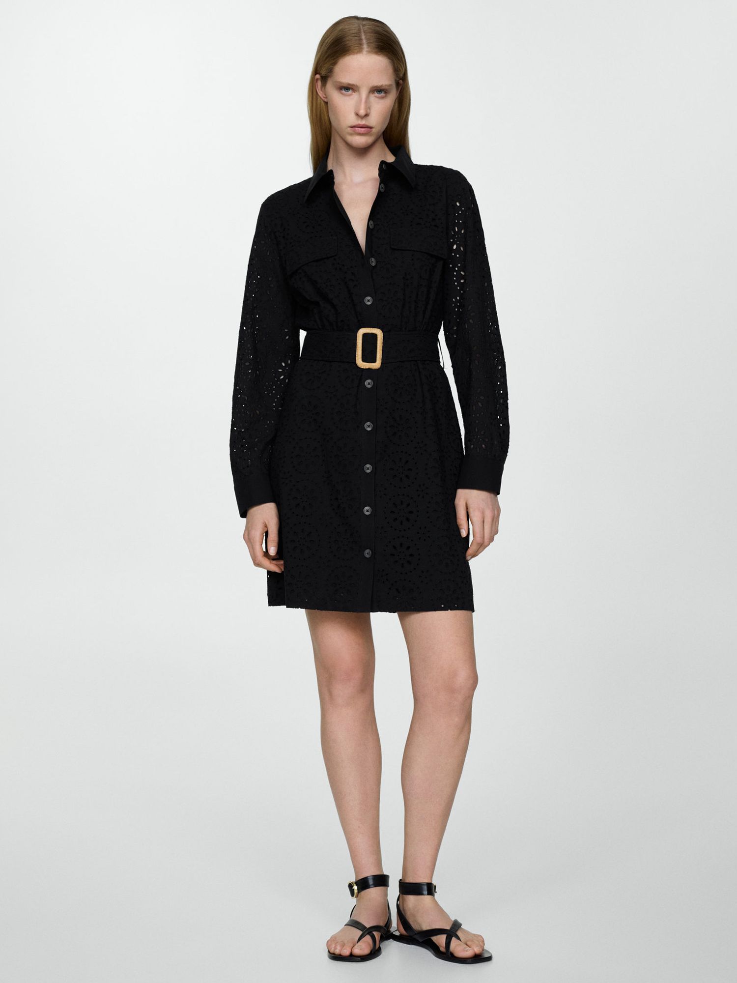 Buy Mango Shirly Broderie Anglaise Mini Shirt Dress Online at johnlewis.com