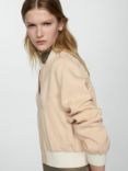 Mango Shelley Linen Blend Bomber Jacket, Light Beige