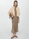 Mango Shelley Linen Blend Bomber Jacket, Light Beige