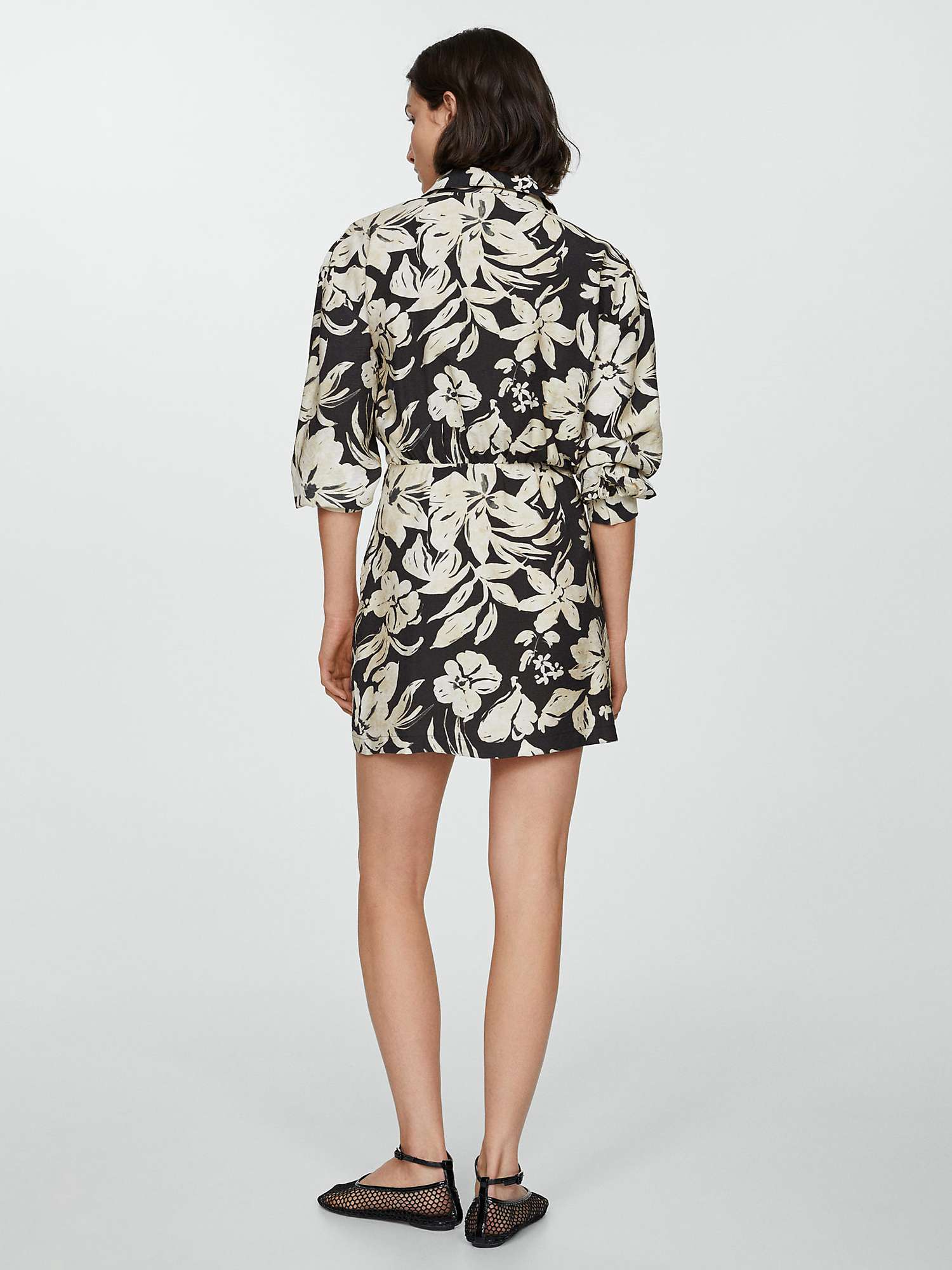 Buy Mango Ecuador Floral Mini Wrap Shirt Dress, Black/Cream Online at johnlewis.com