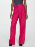 Mango Fulitu Linen Wide Leg Trousers, Bright Pink