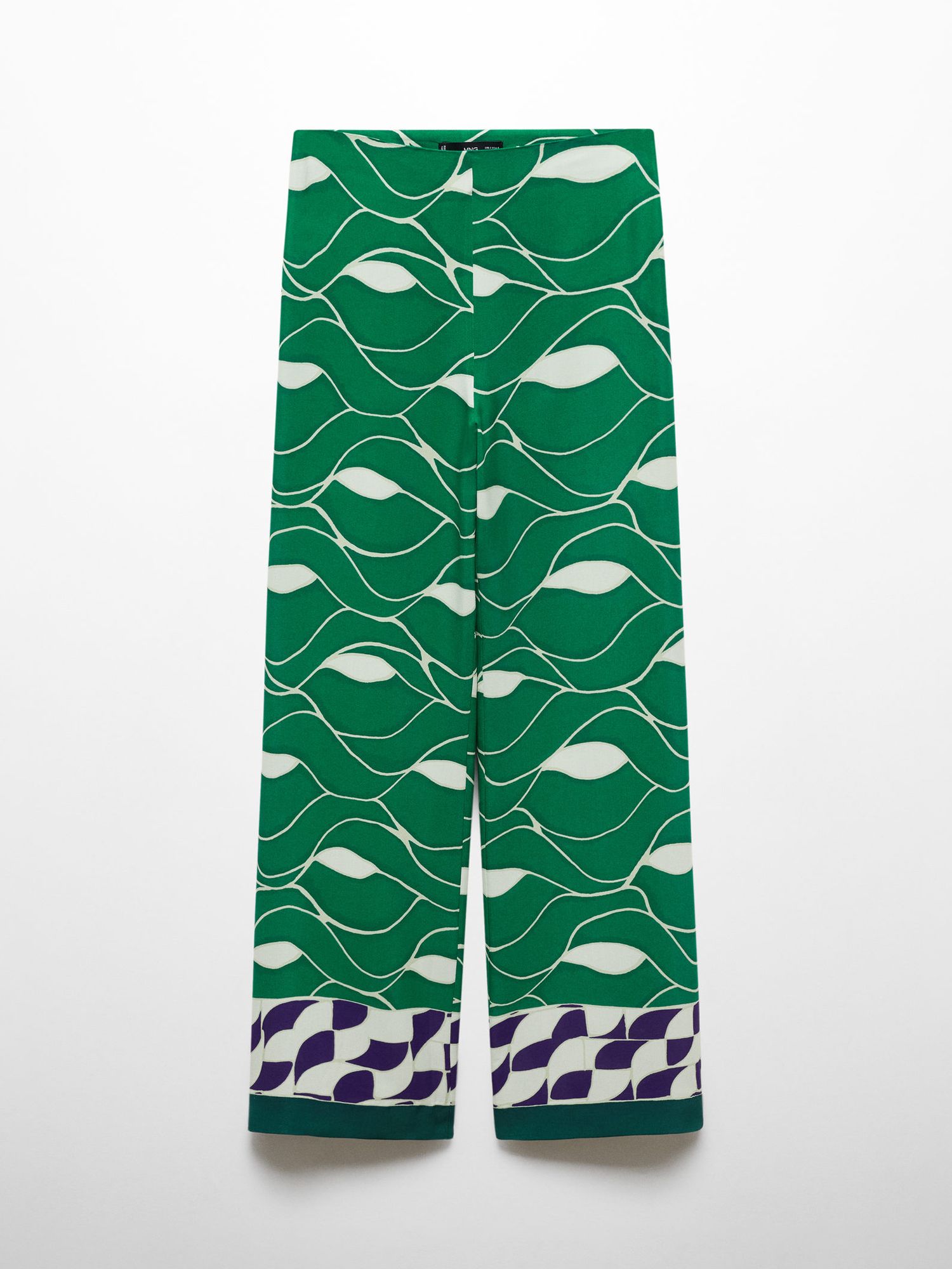 Buy Mango Larson Straight Trousers, Green/Multi Online at johnlewis.com