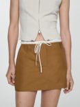 Mango Paula Linen Blend Mini Skirt, Light Beige