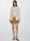 Mango Paula Linen Blend Mini Skirt, Light Beige