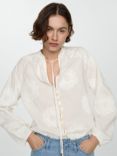 Mango Woody Cotton Floral Embroided Blouse, Natural White