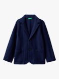 Benetton Kids' Cotton Diagonal Woven Blazer, Night Blue