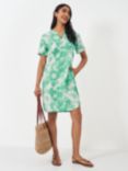 Crew Clothing Lea Linen Blend Shift Dress, Green/White