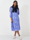 Crew Clothing Floral Midi Dress, Blue/Multi, Blue/Multi