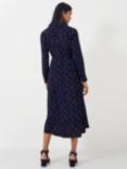 Crew Clothing Sienna Spotty Tie Waist Midi Dress, Navy/White