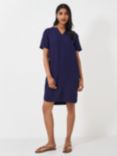 Crew Clothing Lea Linen Blend Shift Dress, Navy Blue, Navy Blue