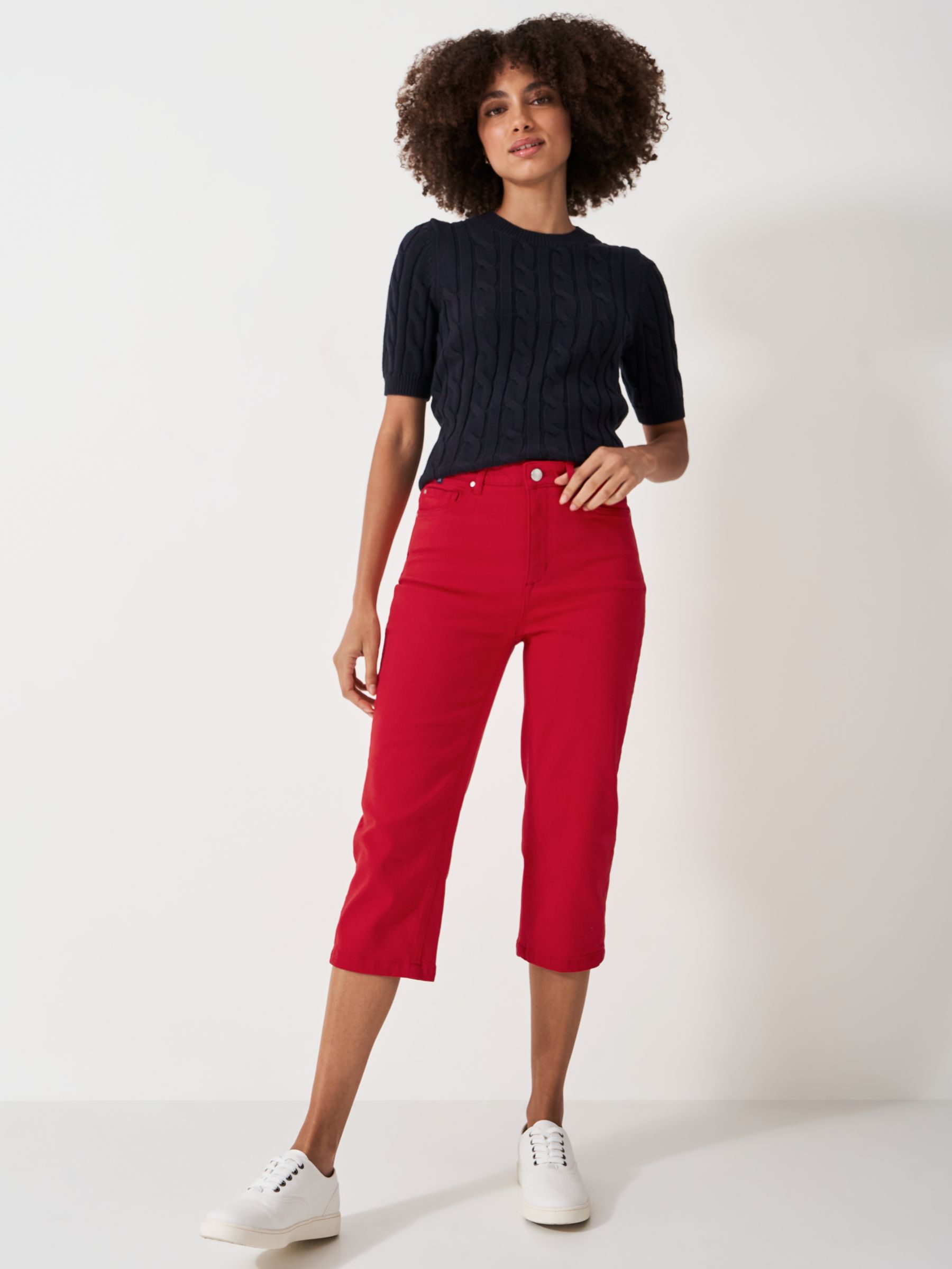 Crew Clothing Mia Cropped Jeans, Ruby Red, 6