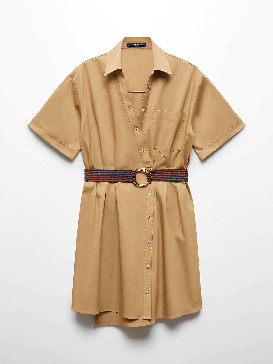 Buy Mango Belted Shirt Mini Dress, Camel Online at johnlewis.com