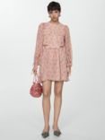 Mango Simona Side Cutout Paisley Print Mini Dress, Light Pastel Pink